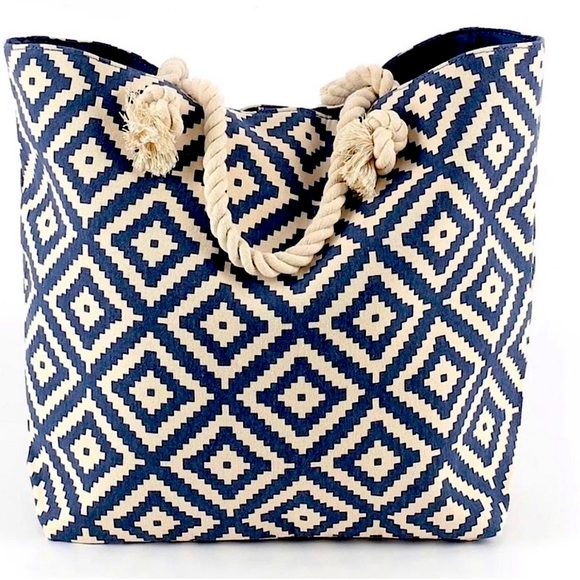 summer & rose Handbags - Summer & Rose Tote 100% Cotton Tote W/Rope Handles  size 14x18.5x6